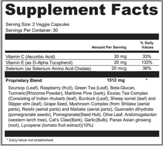 MycoSoothe supplement fact