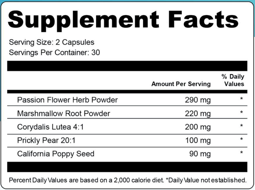 NervoVive supplement fact