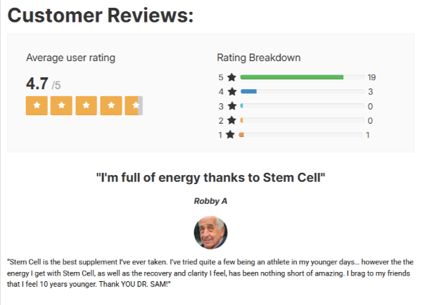 Stem Cell Renew customer reviews